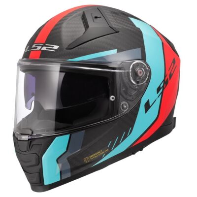 LS2 FF811 VECTOR II-06 CARBON GRID helma červená/azurová vel.M